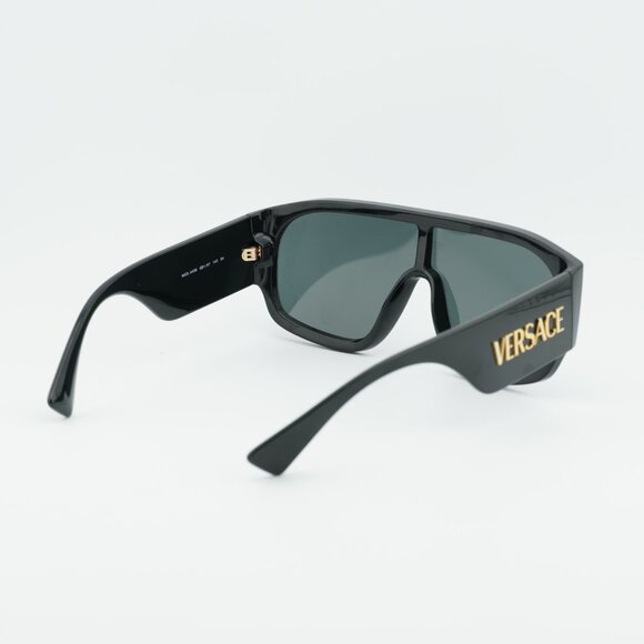 Versace VE4439 GB1/87 Sunglasses Black Shield Frame, Dark Grey Lenses main image 12